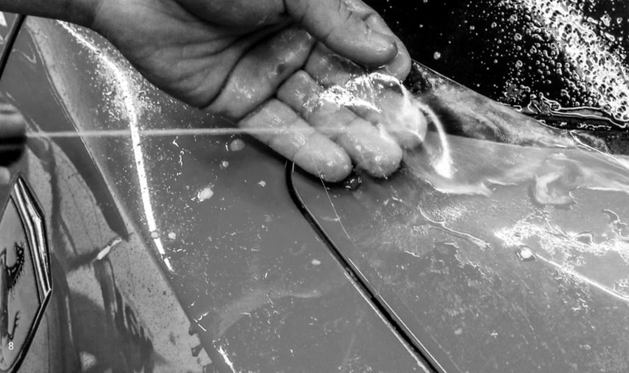 Water beading on a ceramic-coated panel