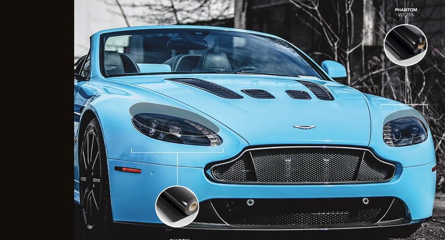 Blue Aston Martin colour-change vinyl wrap, Vaughan